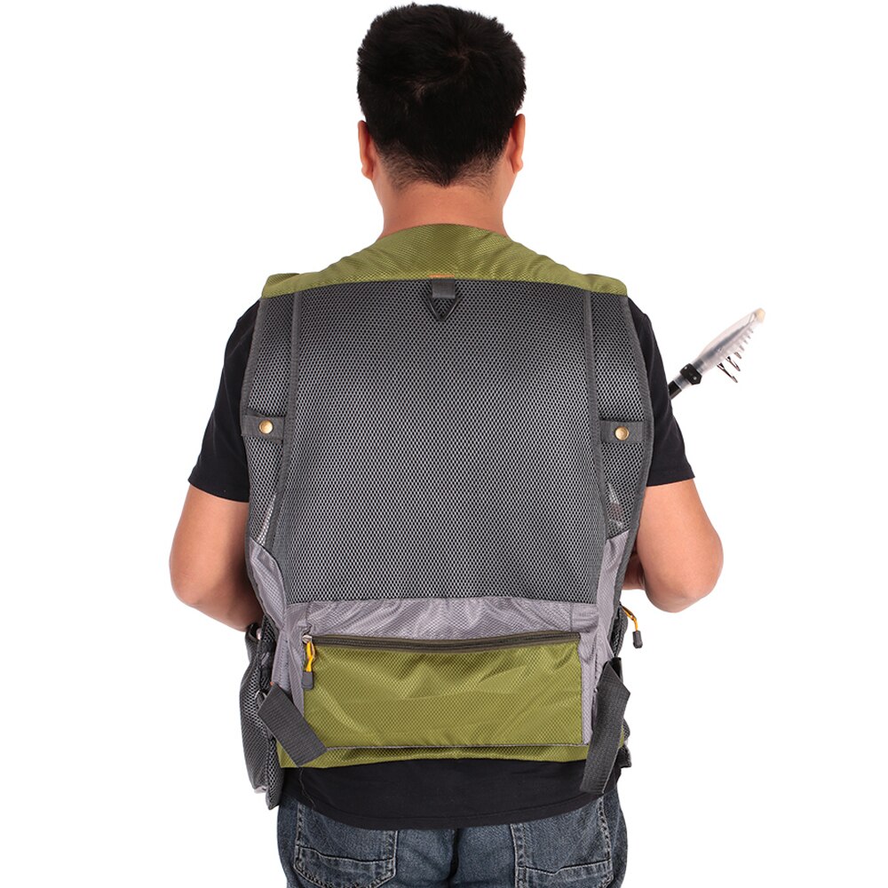 Fishing Vest Men Fishing Life Vest Fish Multi-Pockets Buoyancy Safety Waistcoat Fishing Jacket Swimming Fish Safety Waistcoat