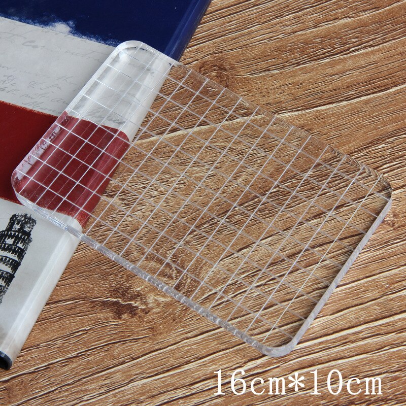 Kristallen stempel handvat zegel stempel accessoires groot transparant acryl bord werk met siliconen stempels en stempelkussen: 16 10 1cm