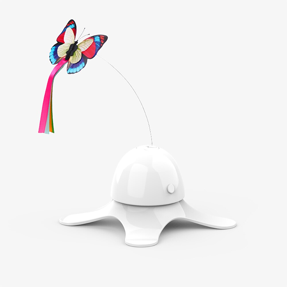 Electric Cat Teaser Toy Smart Spinning Automatic Interactive Funny Stick Training Amusement Interesting Kitten Toys Supplies: White