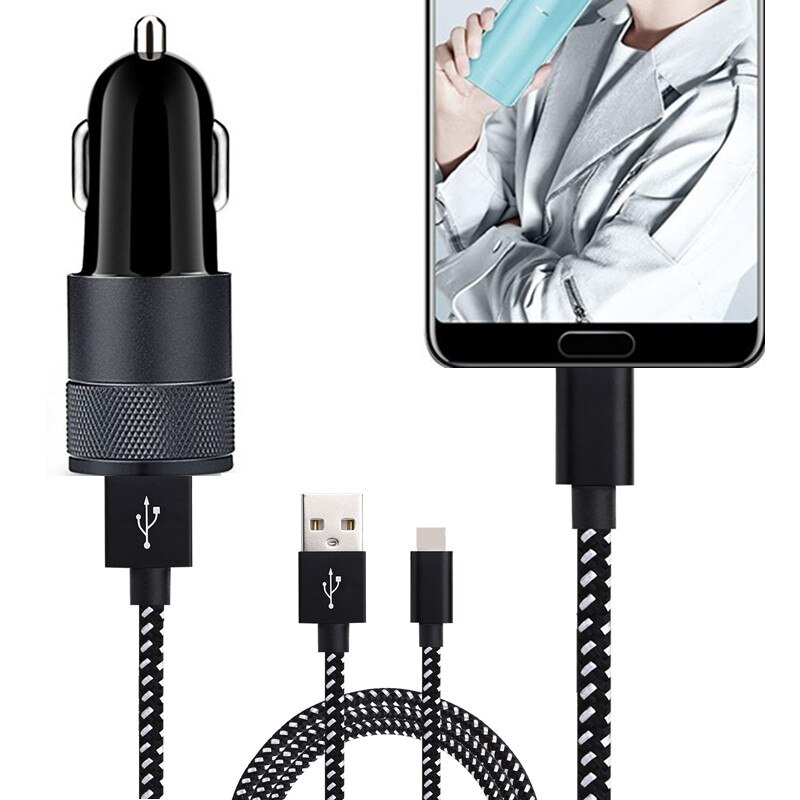 Chargeur voiture à charge rapide avec câble micro usb type c pour samsung galaxy note 10 , 8 , 9 5 4, 3 s5 s4 s6 s7 ,  s8 s9 s10 s20 plus, ultra
