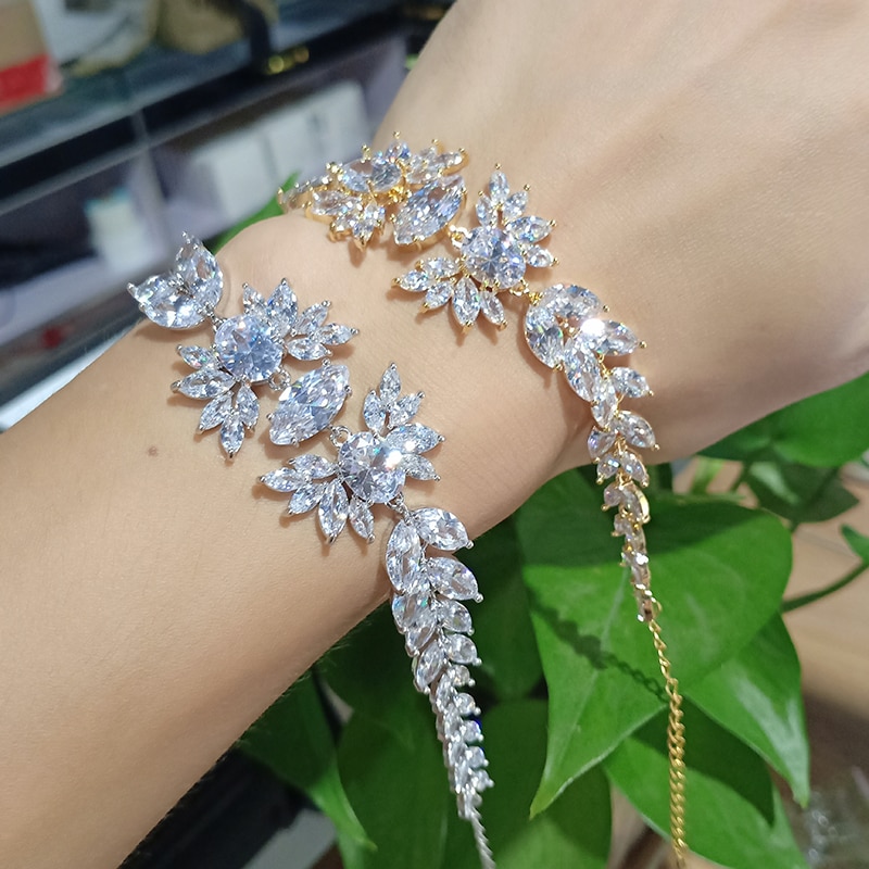 Icy WEIMANJINGDIAN Novo Luxo Cubic Zirconia CZ Cristal Pulseiras para As Mulheres de Casamento de Ródio/Ouro Rosa/Ouro Amarelo cores