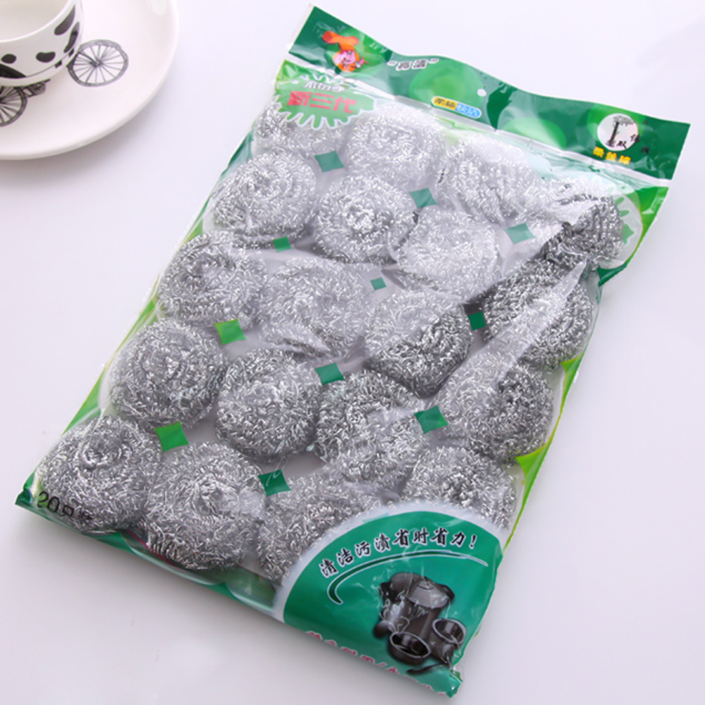20pcs/bag Kitchenware Scouring Pad Household Stainless Steel Wool Kitchen Supplies Pot Scrubber Kitchen Cleaner Pan Scourer