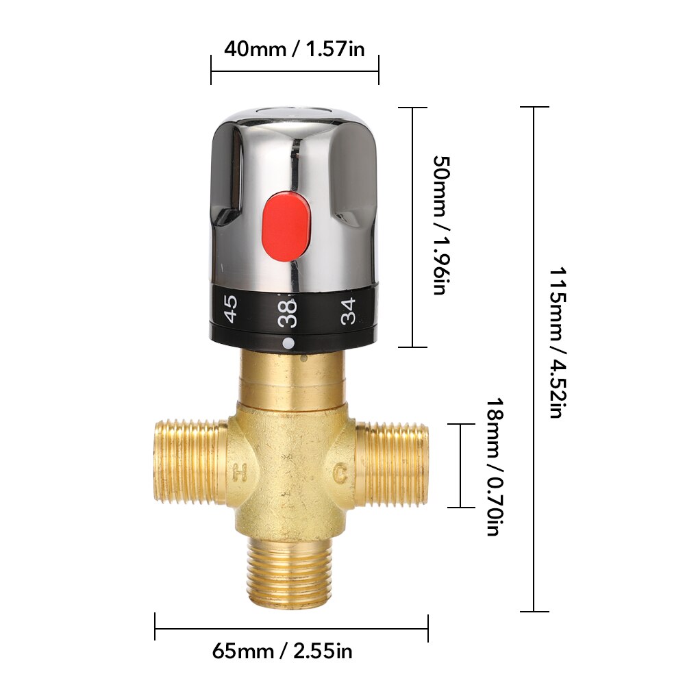 Adjustable Thermostatic Mixer Valve Brass Water Mixer /Cold Water Mixing Temperature Control Valve For Home Water Heater: white