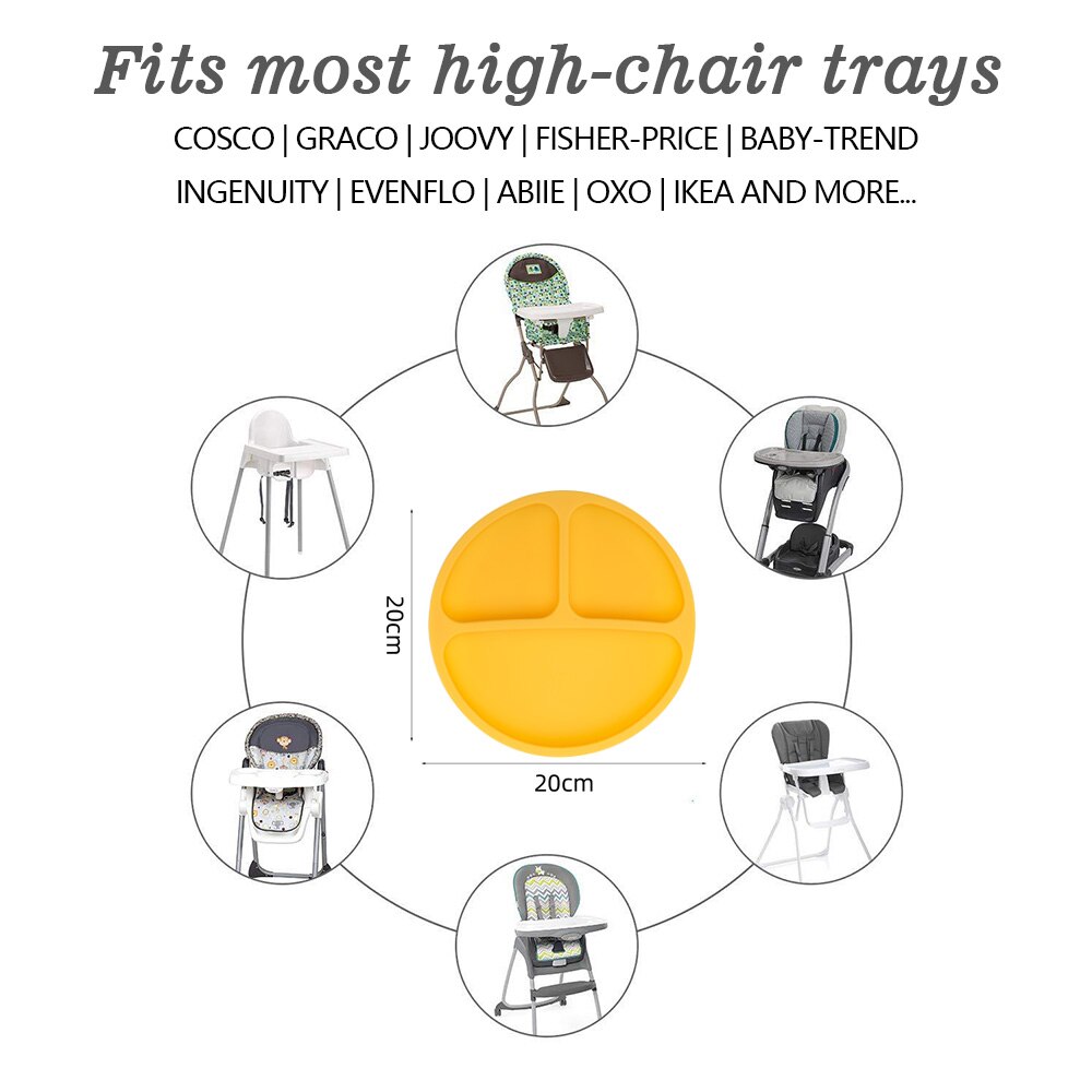 Silikone baby rund middagstallerken børneservice madtallerken foderskål splintfri tallerken