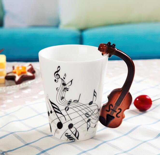 Musik violinstil gitarr keramisk mugg kaffe te mjölk stavkoppar med handtag kaffemugg nyhet: Stil 1