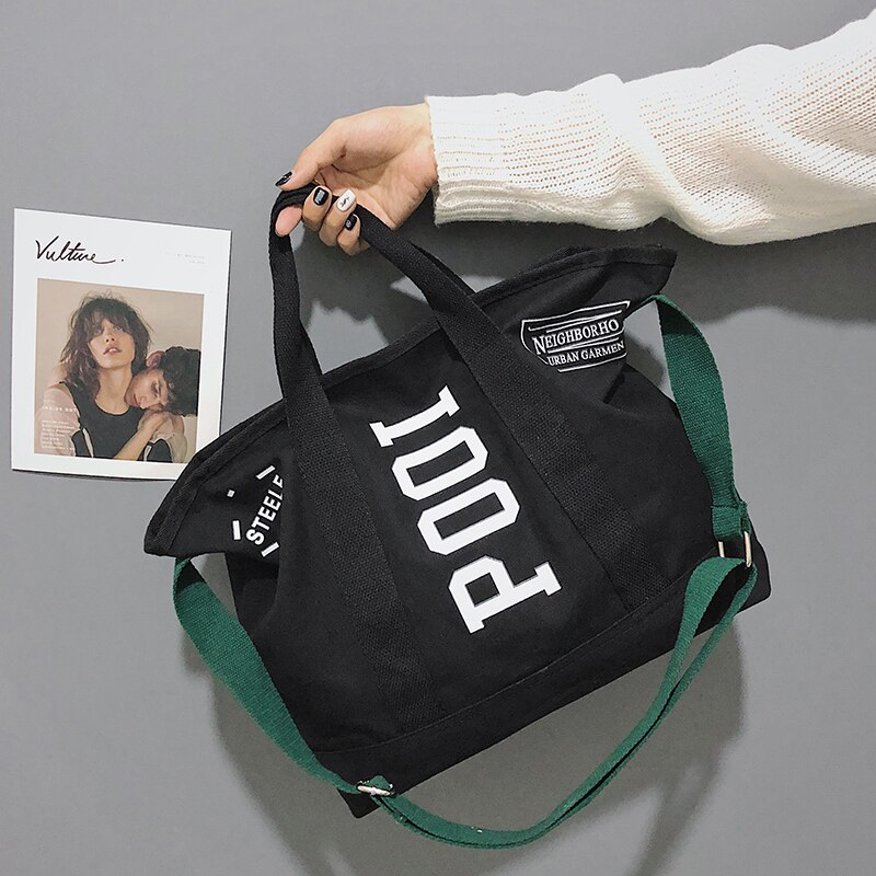 Canvas schoudertas eco herbruikbare boodschappentas opvouwbare tassen voor vrouwen grote casual handtassen: Zwart