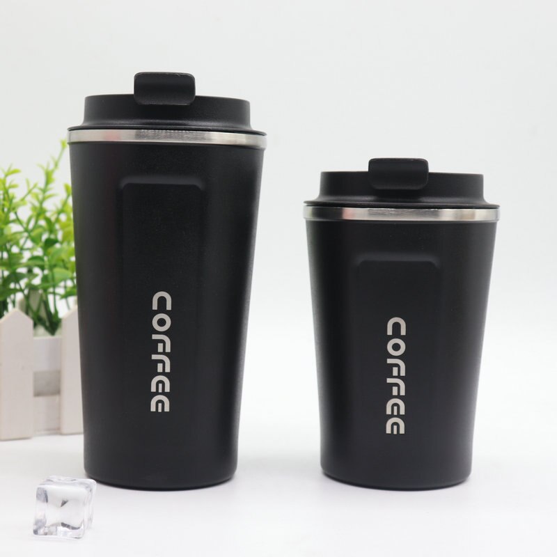 coffee cup double insulation vacuum flask 18/8 stainless steel Drinking water mug promotional travel: 380ml / Black