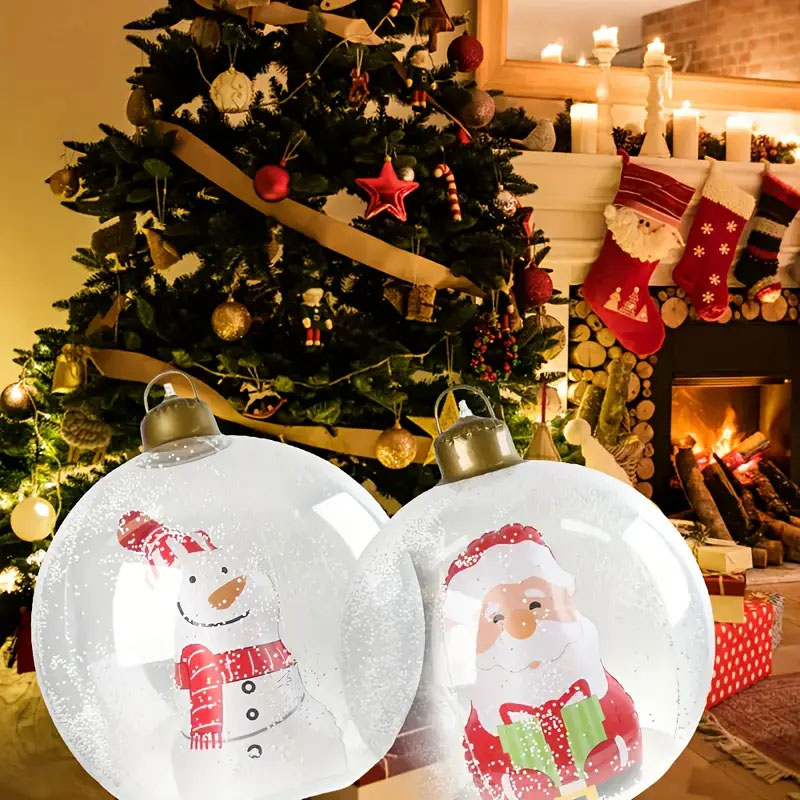 Bola LED inflable de Navidad de 60cm, globo transparente con luz, decoración de jardín para patio al aire libre, suministros de adornos para fiestas navideñas