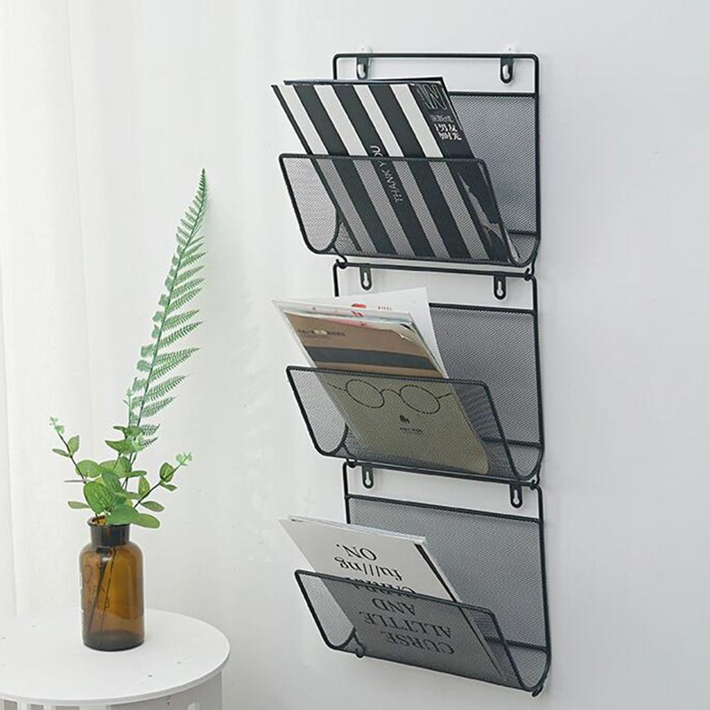 Triangle Wire Magazine Rack Wall Mounted Bookshelf Bookcase Post Mails Bin