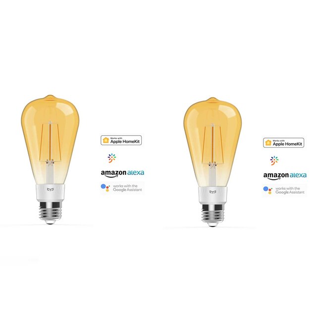 Yeelight 500 Lumen Smart Led Gloeilamp 6W Werk Voor Apple Homekit En Google Assitant 2000K Kleurtemperatuur slimme Lamp: 2 Pcs