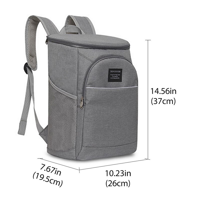 Vandtæt isoleret køling 18l rygsæk picnic camping rygsæk køleskab taske iskøler unisex termisk taske madkasse: Grå