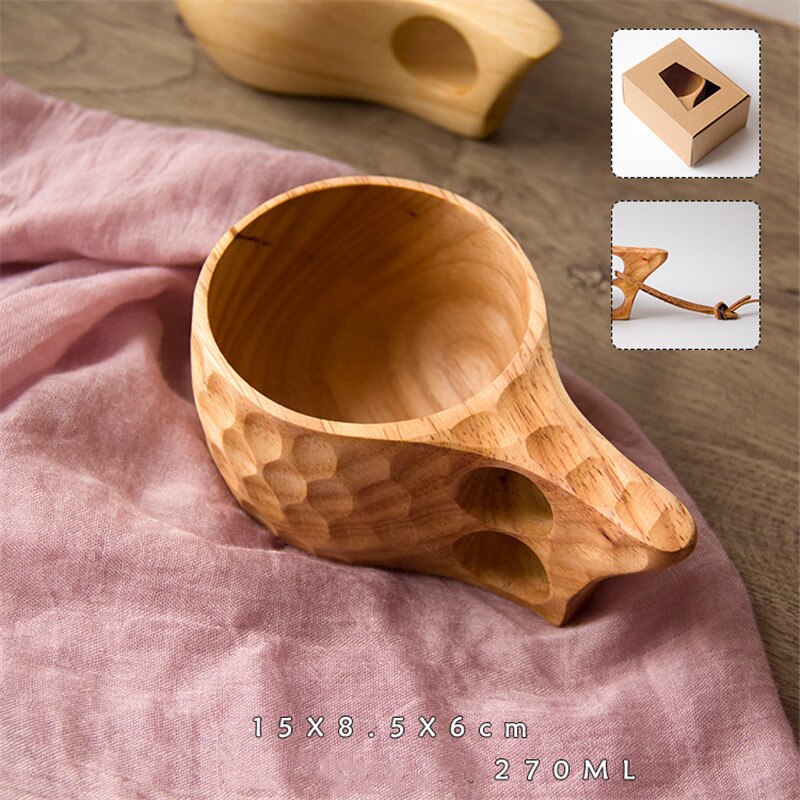 Taza portátil china de madera para café, té, leche, agua, zumo, limón, hecho a mano, novedad: A