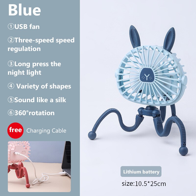Ventilateur Portable pour siège de voiture, 500mAh, Rechargeable par USB, Mini accessoires pour poussette: WJ3794I