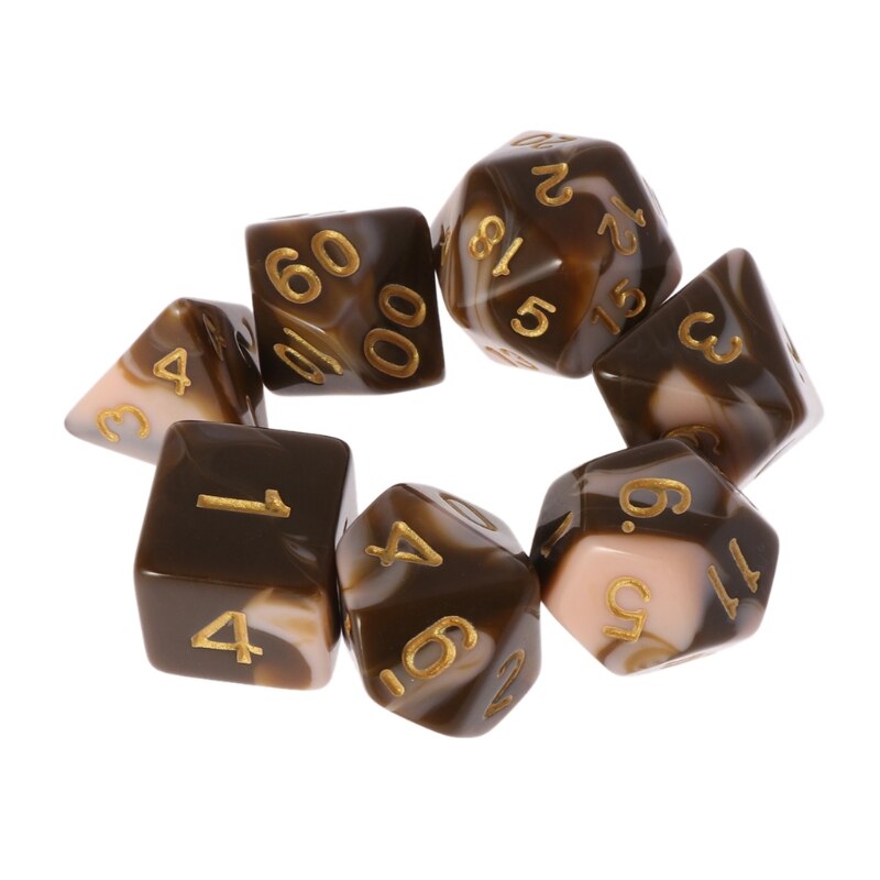 7pcs/set Polyhedral Dice Acrylic Digital Dice D4-D20 Dice For Dungeons&Dragon D&D RPG Poly Game