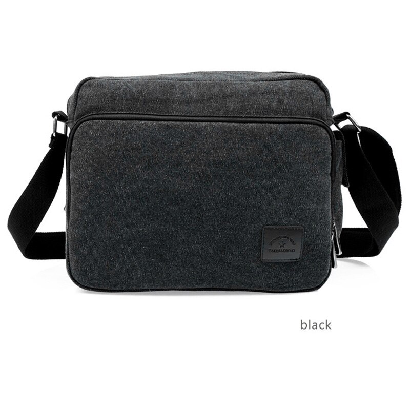 Männer Leinwand Multifunktions Messenger Schulter Taschen Solide Aktentaschen Koffer Tasche Karte Tasche Für Büro Taschen Outdoor Reisetasche: Black