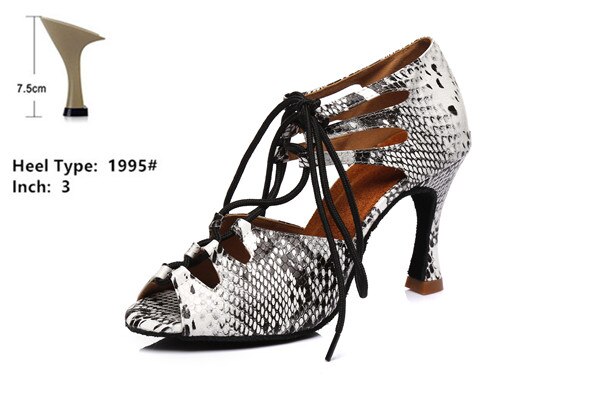 Latin tanzen schuhe für frauen medium high heels satin weichen sohlen für ballsaal tanzen rumba cha-cha schuhe für frauen: Black and white7.5cm