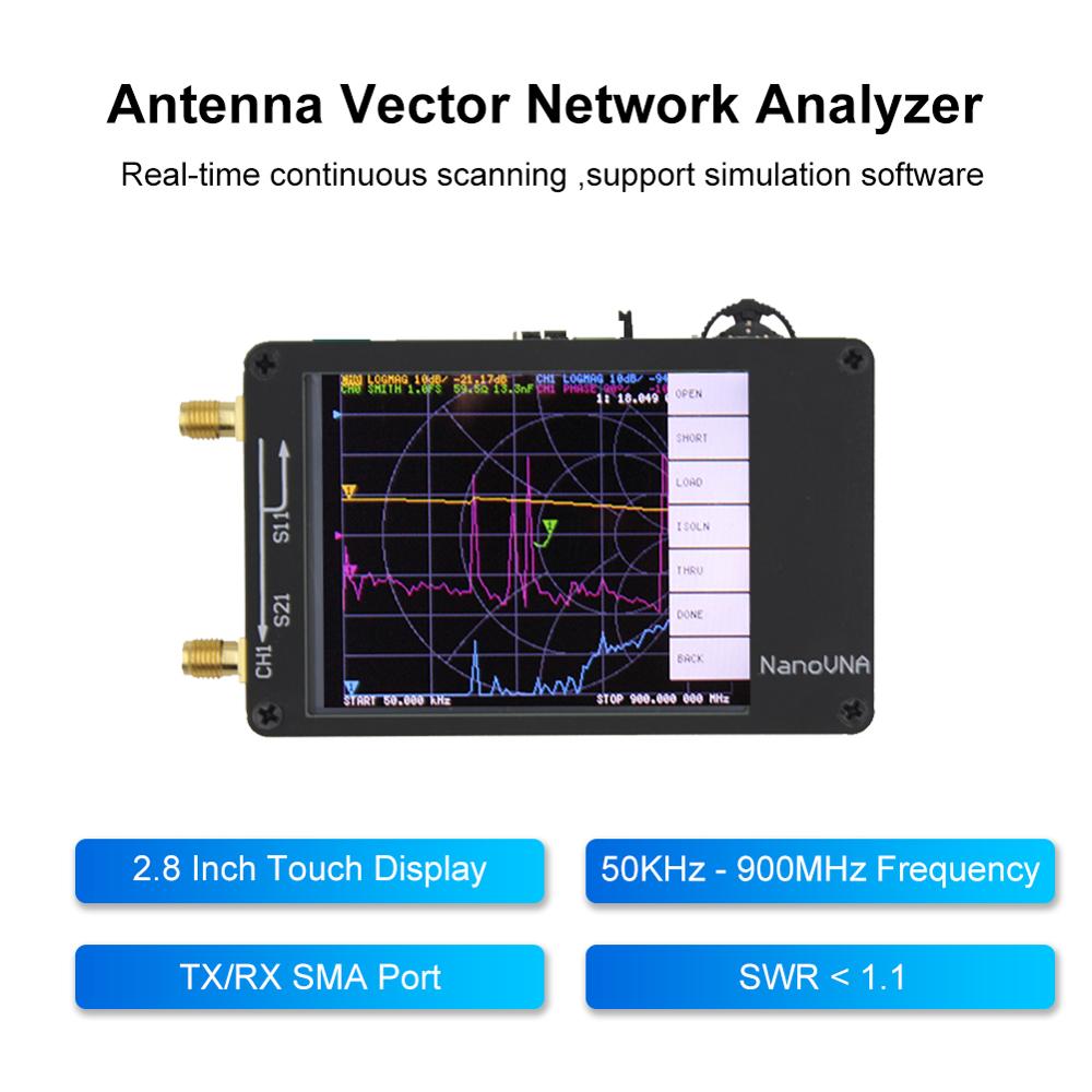 Nanovna 50 Khz-900 Mhz Vector Netwerk Analyzer Digitale Aanraken Screen Kortegolf Mf Hf Vhf Uhf Antenne Analyzer Staande wave