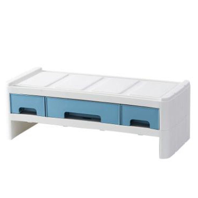 Monitor de riser gaveta organizador desktop caixa de armazenamento gabinete organizador caixa de gavetas unidades computador aumentando rack: White Blue