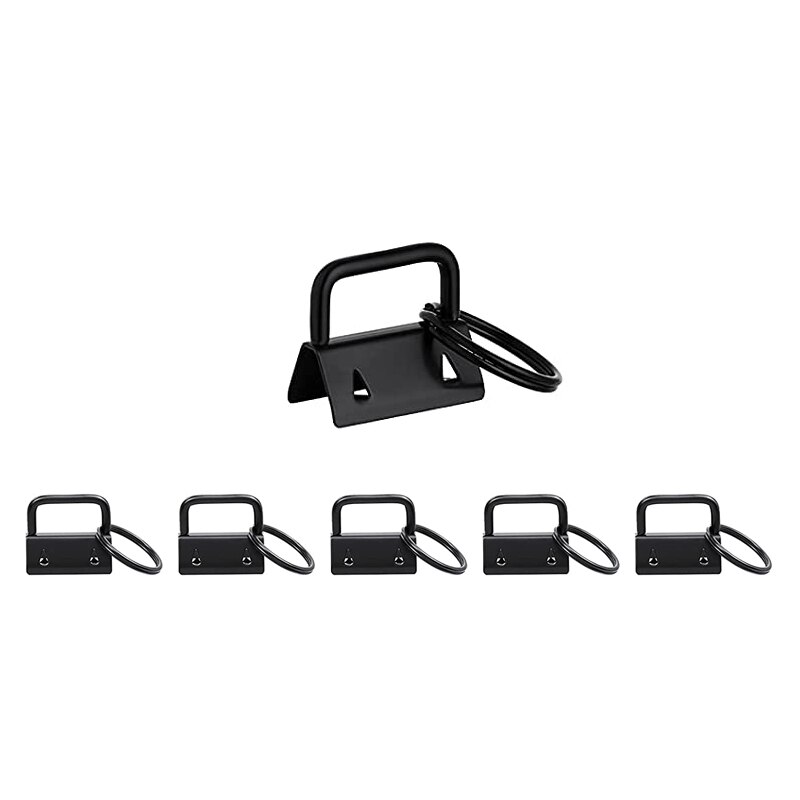5 pces 1 polegada chave fob chaveiro ferragem para braçadeira de pulso saco telefone celular carteira docorate chave cordão fácil fazer instalar 2.5cm: Black