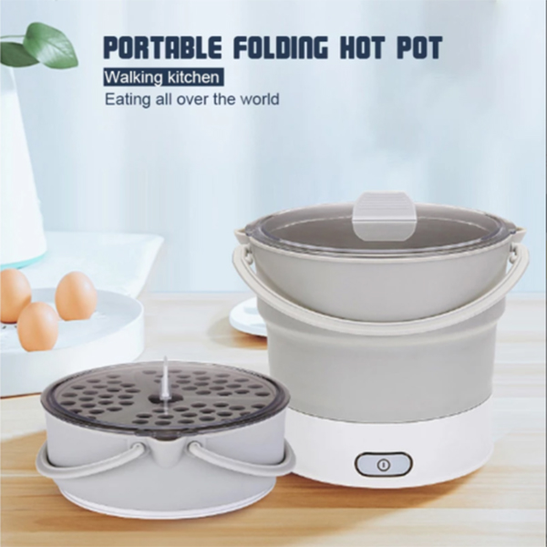 Plegable eléctrico portátil olla cocina vaporizador hervidor hervir doble voltaje para la cocina HFing