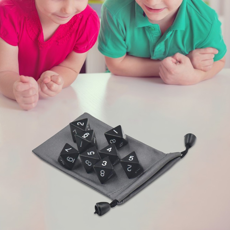 Dés numériques polyédriques en acrylique, 8 pièces/ensemble, différentes tailles, jouets éducatifs pour enfants, bricolage, jeux de société, accessoires