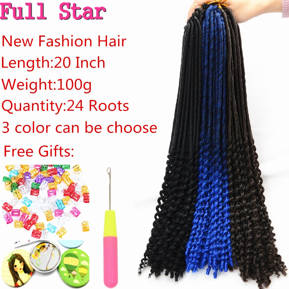 Synthetic Crochet Braid Hair Style 1-6 pack Micro Faux Locks Curly Ends Hair Extensions Full Star 100g Ombre Black Brown Color