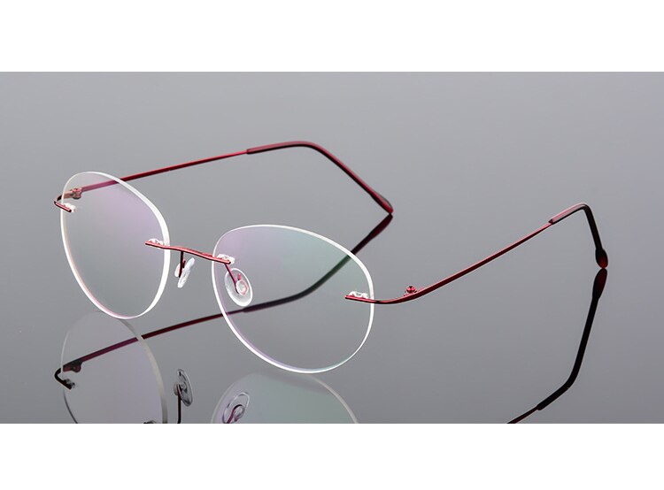 Gafas redondas sin montura Retro para mujer, lentes ópticas ultraligeras, Vintage, ovaladas flexibles, gafas graduadas para Miopía: Red