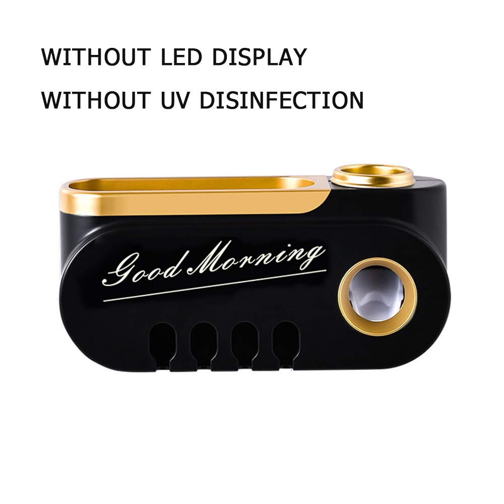 UV Toothbrush Holder Automatic Toothpaste Dispenser Toothbrush Sterilizer Toothpaste Squeezer Toothbrush Sanitizer USB Charge: Black gold2