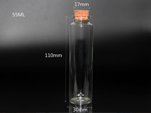 5 stuks 30*110mm 55ml flessen met kurken stop knutselflessen potten bruiloft decoratie doe-het-zelf lege potten containers voedsel flessen