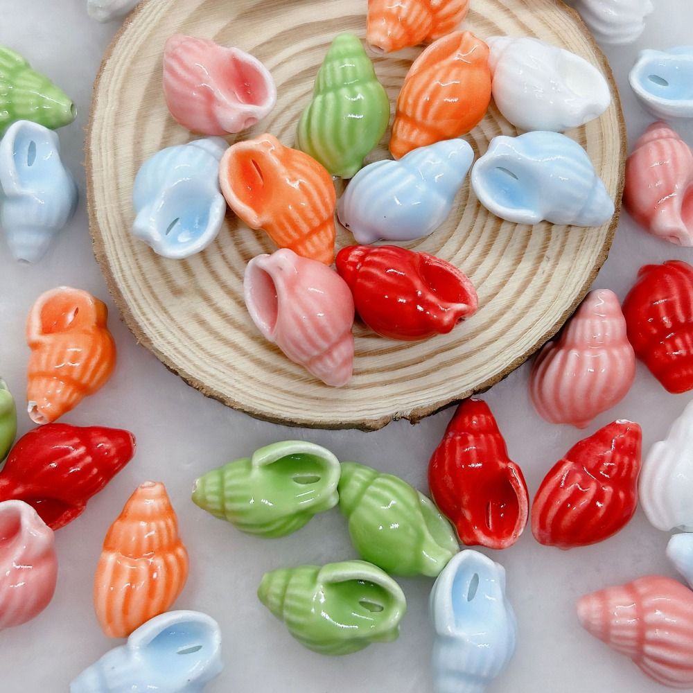 10 stk ferske keramikk skjell konkylie spacerperler strand diy for smykkelaging skjellarmbånd