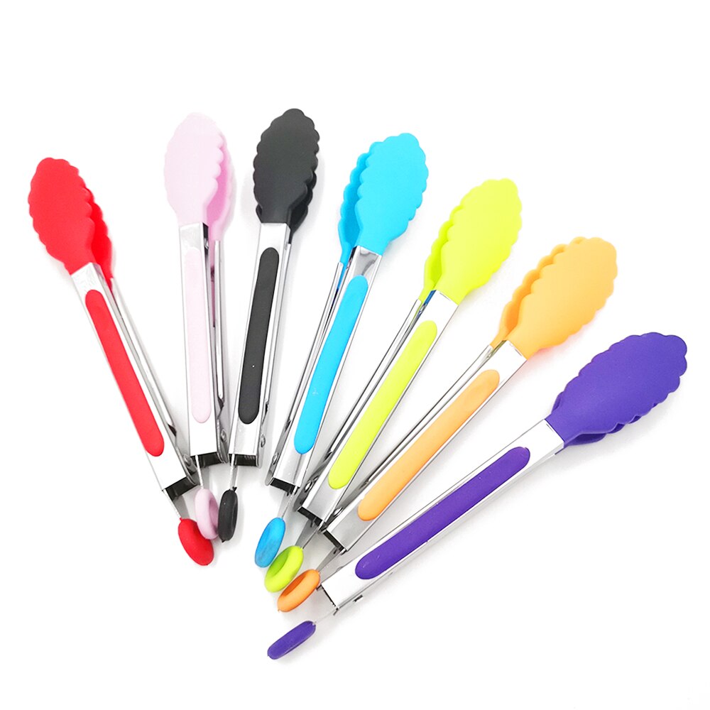 Rvs Siliconen Keuken Tang Bbq Clip Salade Brood Koken Voedsel Serveren Tang Keuken Gereedschap