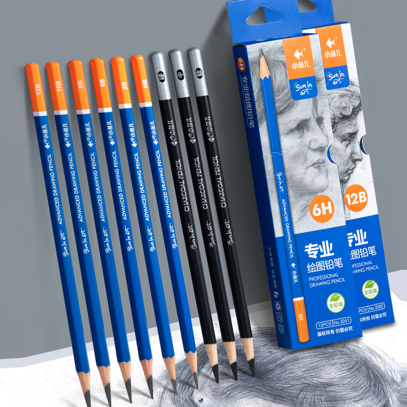 12 Pcs/Set drawing pencil Charcoal Soft/Medium/Hard Carbon Pencil Art Student Special Hand-painted HB Painting Draw Exam Pen