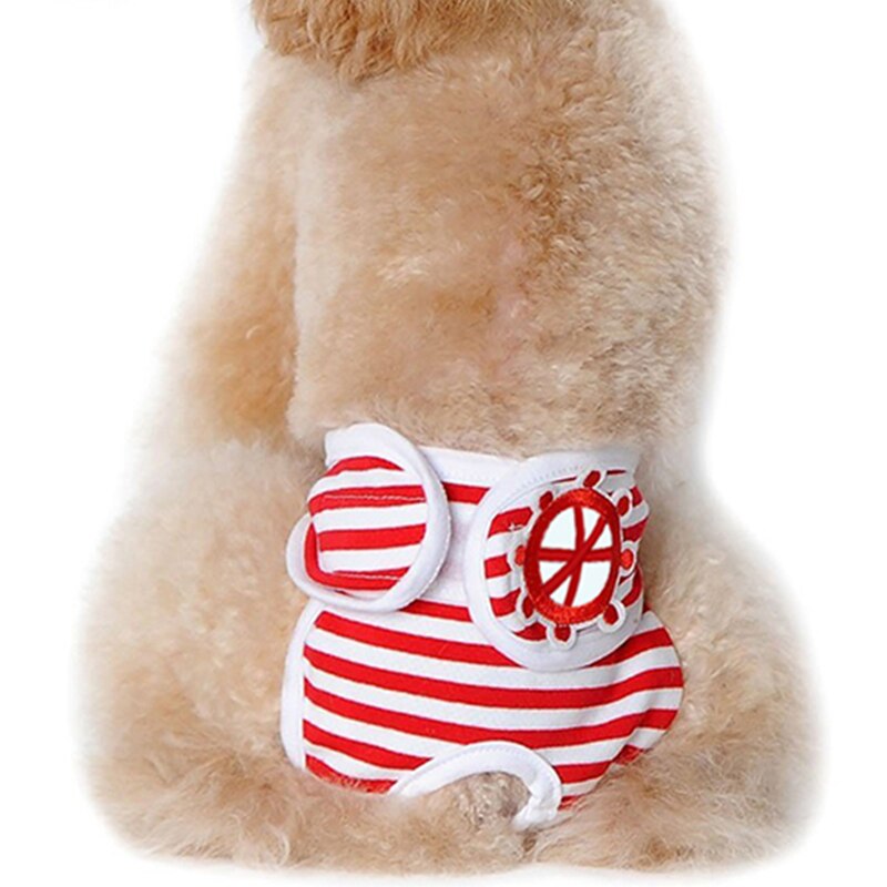 Herbruikbare Hond Luiers Ademend Katoen Puppy Buik Bands Verstelbare Klittenband Sanitaire Panty Voor Pet Hond Kat shorts: Rood / M