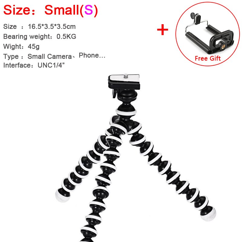 Flexibles gorillapod-stativ mit oktopus-motiv für handys, kameras, tische und schreibtische – mini-stativ für iphones, rog, samsung und xiaomi.: S