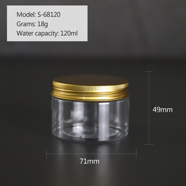 50ml/100ml/150ml/200ml/300ml Plastic Jar With Lid Screw Iron Transparent Container Kitchen Storage Jar Food Storage Containers: 120ML