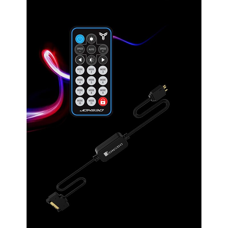JONSBO 5V 3Pin AURA RGB Controller SATA Power Supply Memory Light Stripe Remote Control for PC Case Lighting Memory Cooling Vest