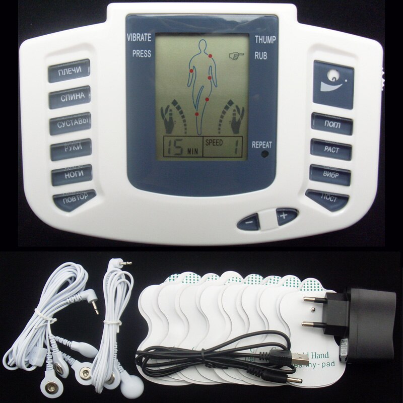 Russian Version Health Care Full Body Neck Massager Back Foot Muscle Pain Relief Therapy Slimming Massage Relaxing Tens 16 P: Russian Version