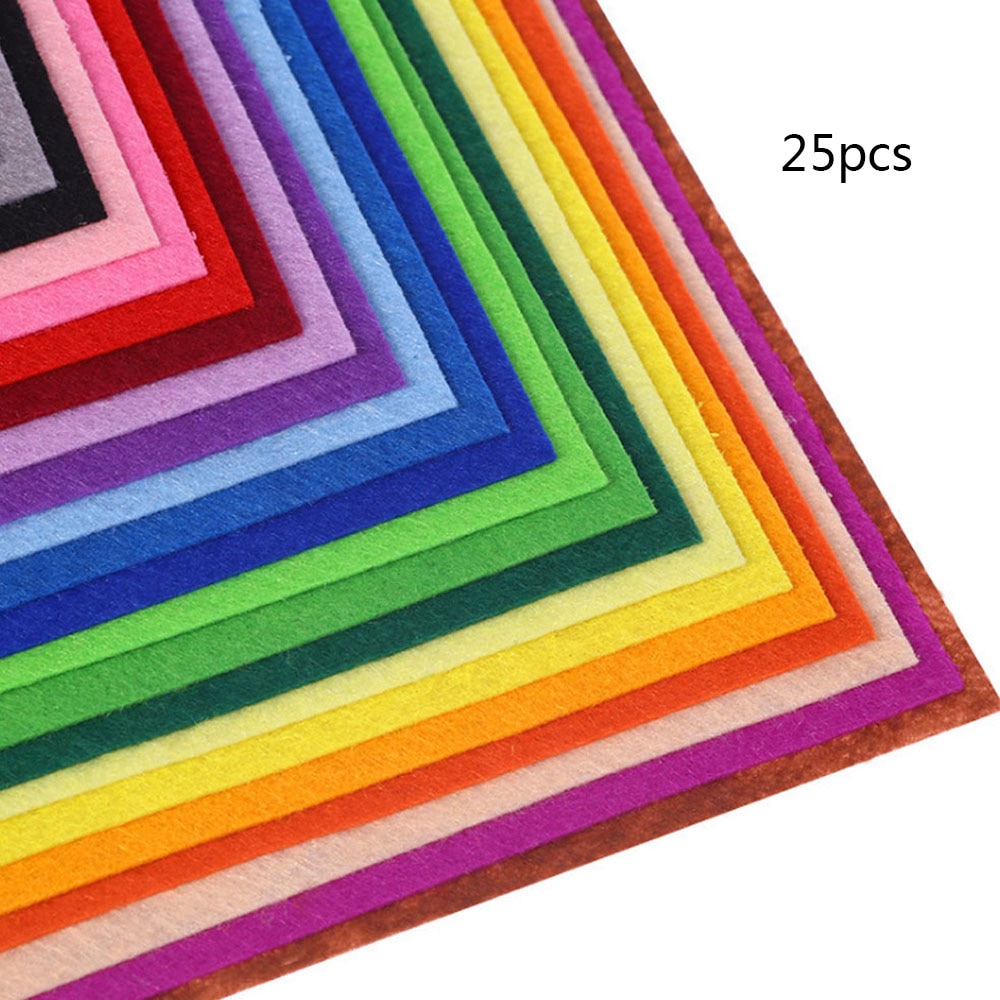 Tela no tejida de fieltro suave para manualidades, retales para manualidades, hojas de cuadrados de costura, paquete de fieltro de Color surtido, juguetes de retales no tejidos, 25 uds.