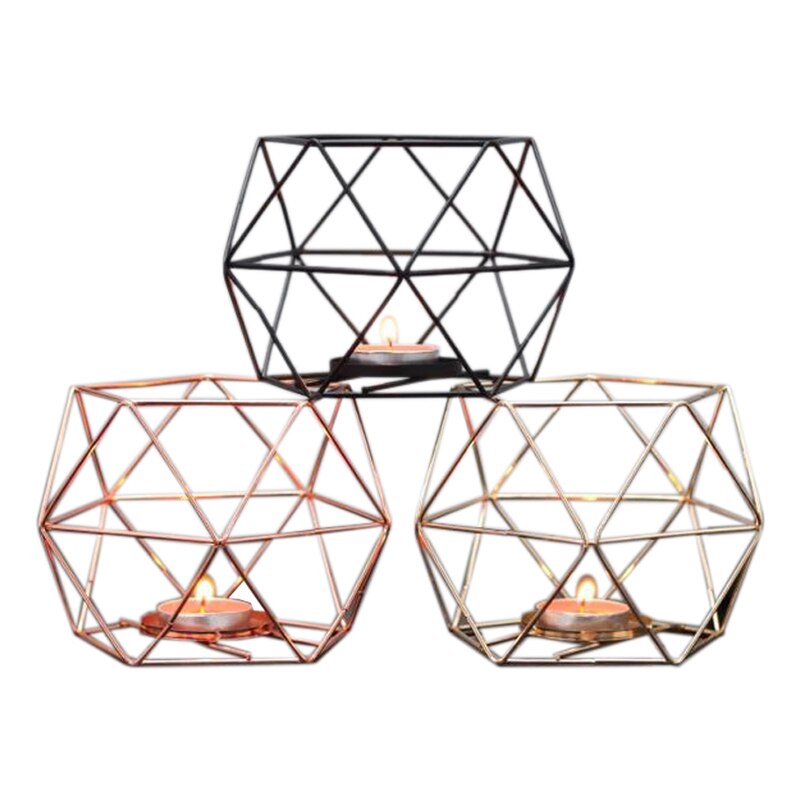 3 piezas geométrica de hierro candelabro vela soportes de pared romántico Durable candeleros para bodas casa decoración artesanal