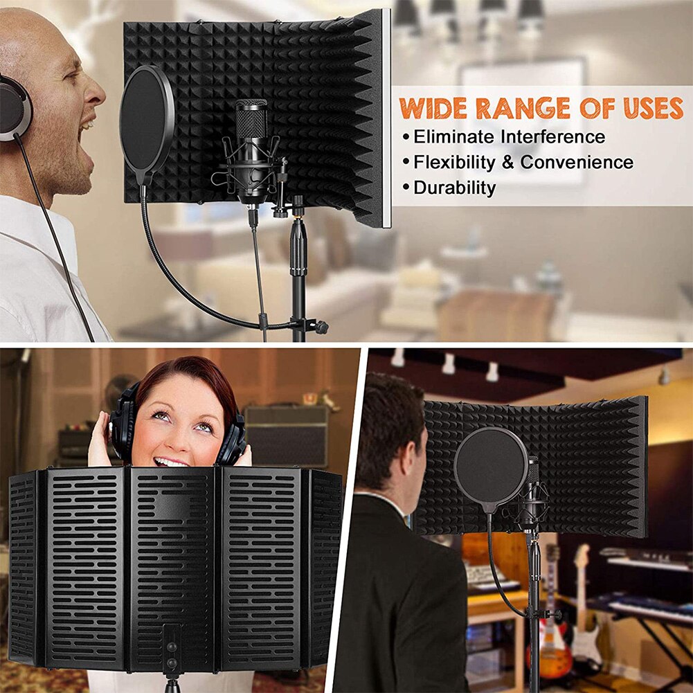 Foldable isolation cover microphone sound isolation shielding foam panel recording studio recording microphone accessories