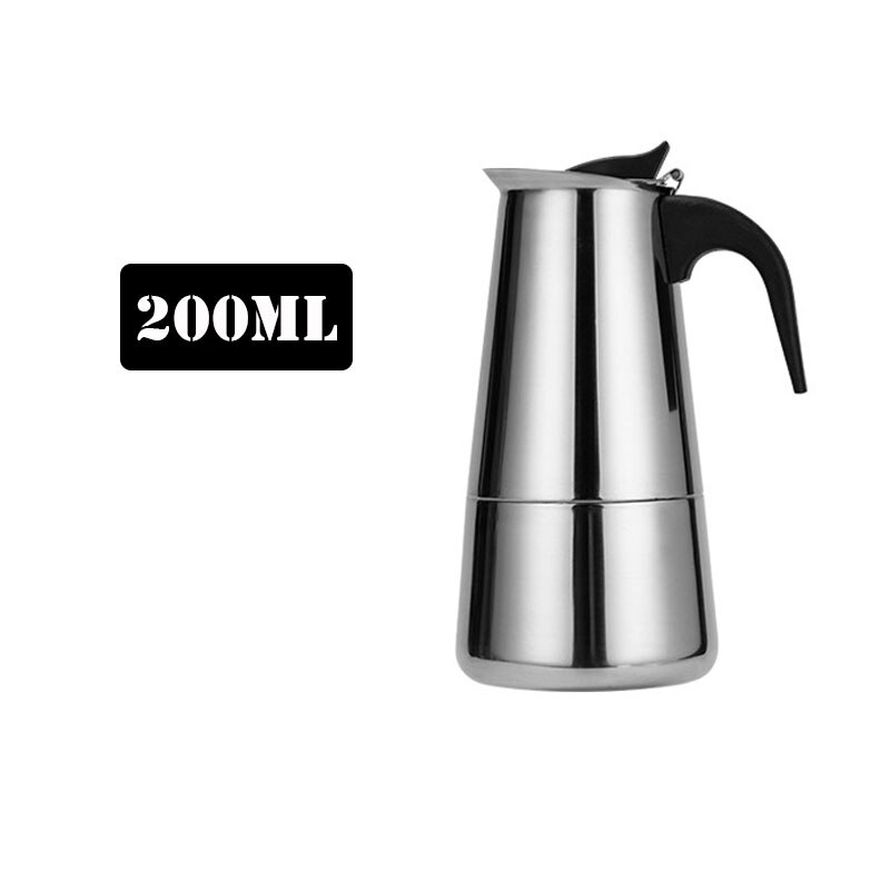 Stainless Steel Coffee Maker Coffee Pot Moka Pot Geyser Coffee Makers Kettle Coffee Brewer Latte Percolator Stove Coffee Tools: 200ML