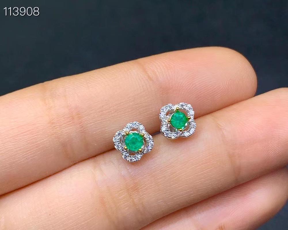 KJJEAXCMY Fine Jewelry 925 sterling silver inlaid natural Emerald female earrings Ear studs classic support test with box