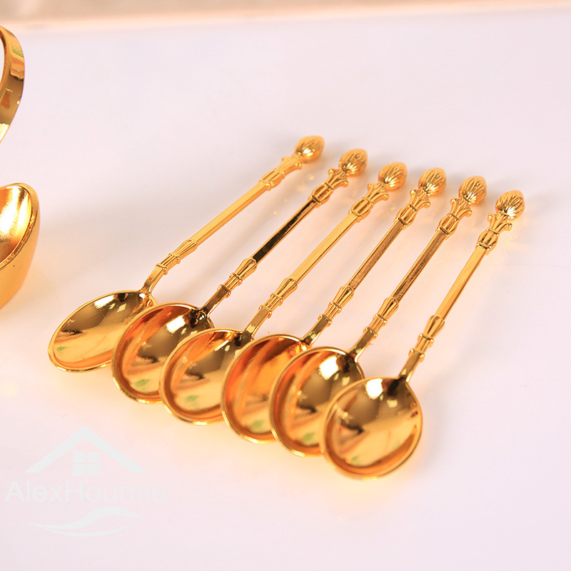 Eiscreme-Kuchen, Kaffee, Tee, Rührlöffel, Dessert, Schwanenhalter, Besteck, Löffel-Set, Besteck, Küchengeschirr, 1 Set mit 7 Stück