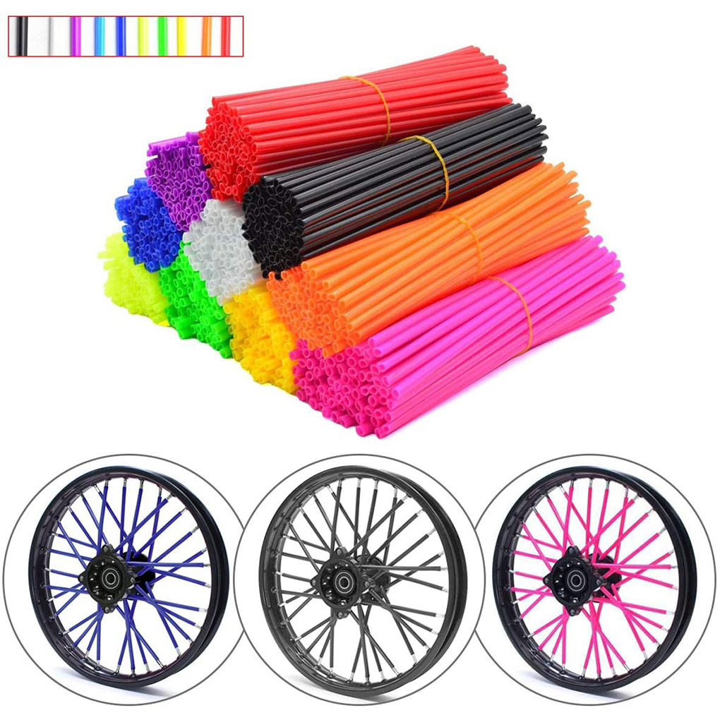 Protector de rueda de motocicleta, 72 piezas, cubiertas de piel para tubo de Motocross, accesorios geniales, 9 colores, 24CM/17CM