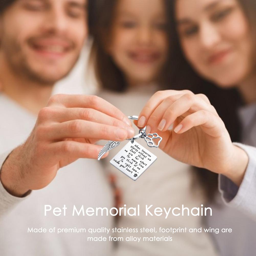 1Pcs Pet Memorial Sleutelhanger Voor Honden Katten Verlies Van Huisdier Sympathie Diy Ambachten Herinnering Sieraden Sleutelhangers