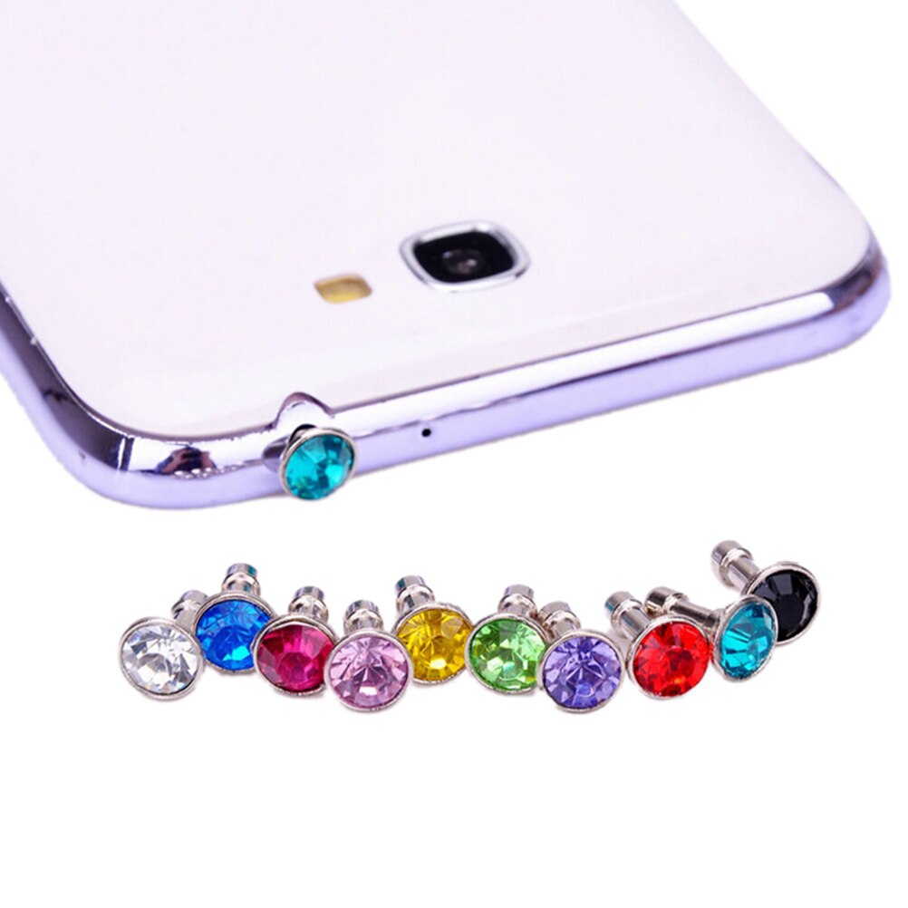 10pcs Bling Diamond Stof Plug Universele 3.5mm Mobiele Telefoon Koptelefoon Plug Voor iPhone 6 5 s/Samsung /HTC Sony Hoofdtelefoon Jack Stopper