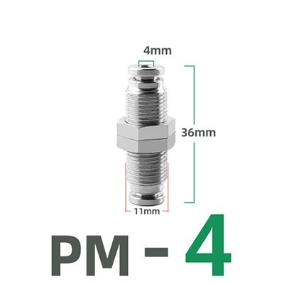 304 stainless steel pneumatic connector PM partition metal quick plug connector 4 6 8 10 12 16mm trachea connector: PM-4