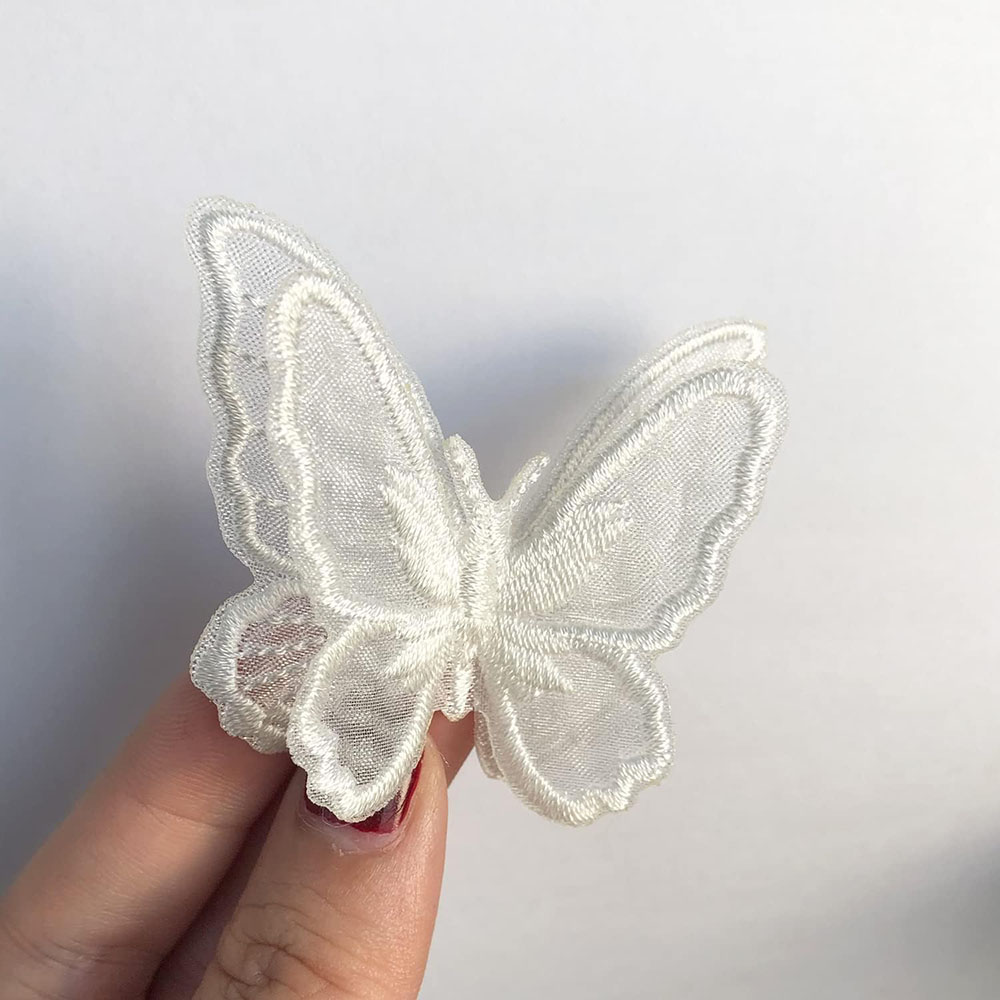10 Stuks Borduren Vlinder Naai Ijzer Op Patch Badge Bruiloft Bruidsjurk Geborduurde Applique Naaien Craft DIY