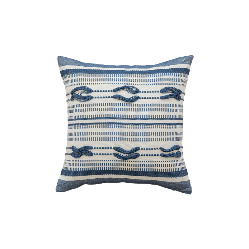 30X50/45x45CM Blue Plush Throw Pillow Cover Simple Geometry Living Room Sofa Cushion Waist Cover Plush Home Decor Cover