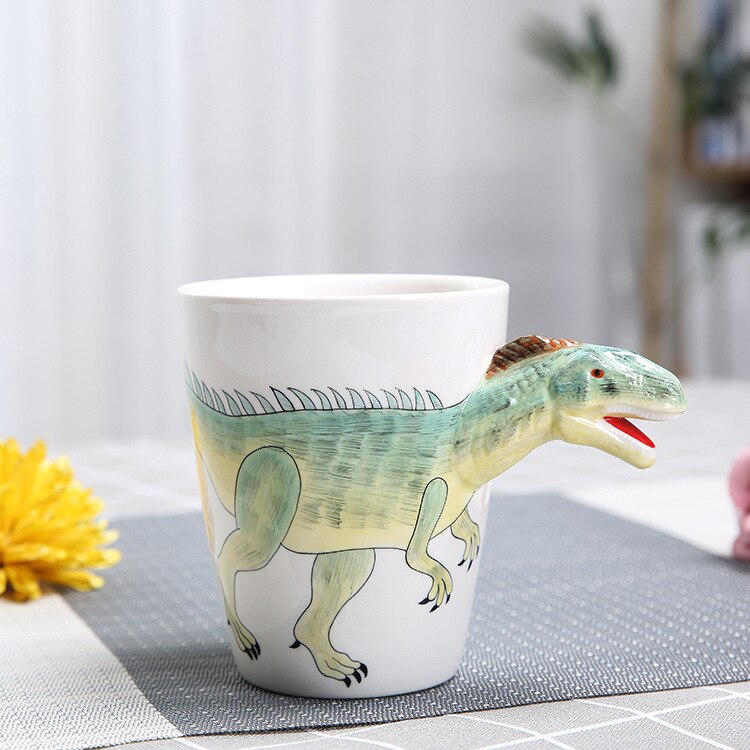 350ml dinosaurer keramisk kopp håndmalt dyr kaffekrus 3d tegneserie tyrannosaurus kopp barn melkekopp: Allosaurus